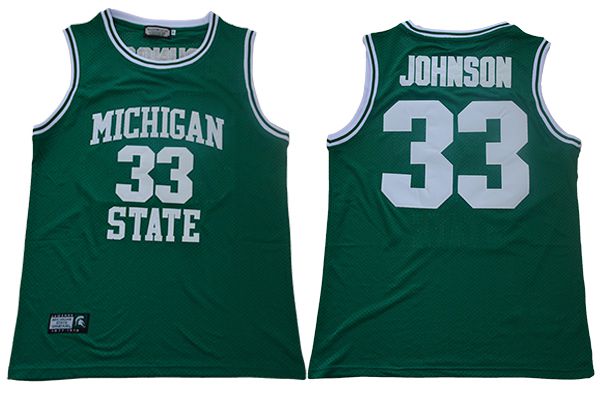 Men Michigan State Spartans #33 Johnson Green Throwback NBA NCAA Jerseys->more ncaa teams->NCAA Jersey